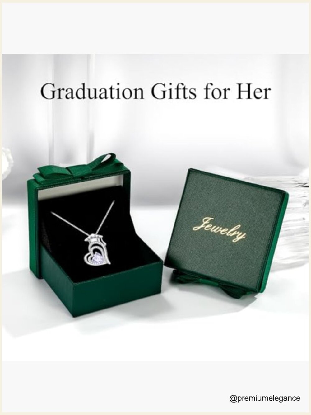 S925 Sterling Silver Graduation Cap Heart Birthstone Necklace 2026 - Picture 7 of 7
